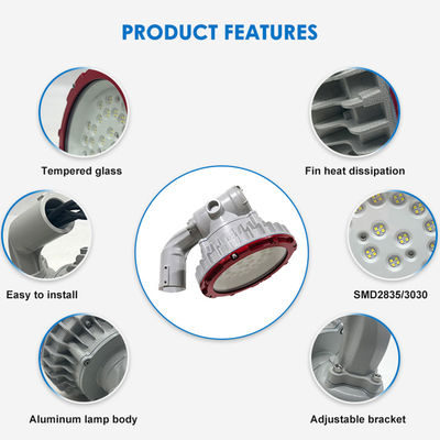 30W 40W 50W IP65 방수 방폭 고천장등, 위험 지역용 100-110lm/w 효율