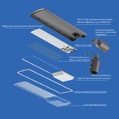 고속도로 및 주차장을 위한 3000K-6500K 조절 가능한 색온도의 고휘도 IP66 방수 LED 가로등