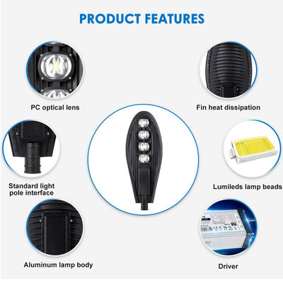 50W-250W 고전력 LED 스트리트 라이트 IP66 방수 등급 및 120 lm/W 효율