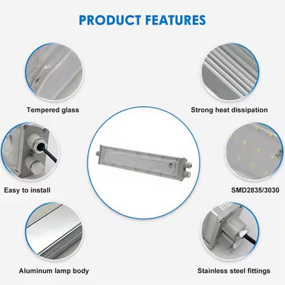 IP65 SMD2835 LED 방폭 선형 조명 (위험 지역용 알루미늄 강화 유리)