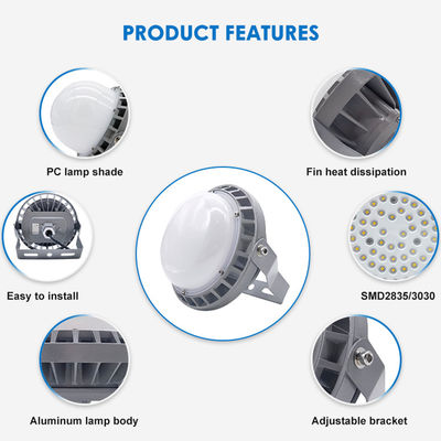 IP65 방수 산업용 하이 베이 라이트 5500-6500K 색상 온도 및 알루미늄 + 온화 유리 구조