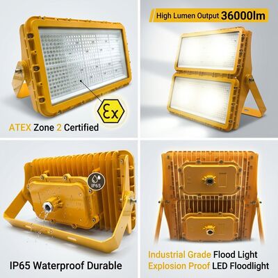 600W 폭발 방지 LED 투광 조명 ATEX 구역 21 구역 22 먼지 방지 정전기 방지 78000lm IP66 알루미늄 조명