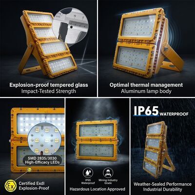 50000H 장수명 300W LED 방폭 투광등 30 60 90 빔 LUMILEDS LM-80 ATEX IIb T6 IP65 위험 지역 조명기구