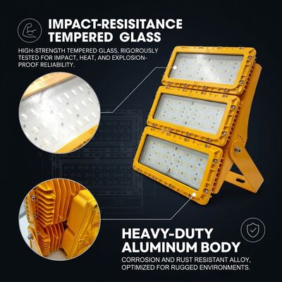 50000H 장수명 300W LED 방폭 투광등 30 60 90 빔 LUMILEDS LM-80 ATEX IIb T6 IP65 위험 지역 조명기구