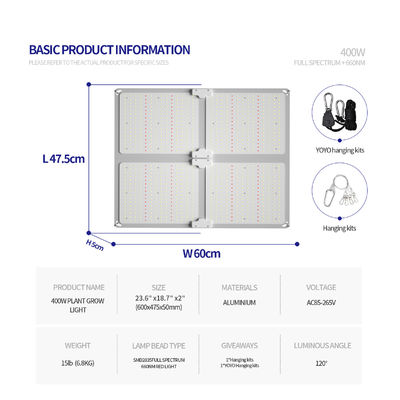 알루미늄 400w LED 성장 빛 집 식물을위한 SMD2835 전체 스펙트럼