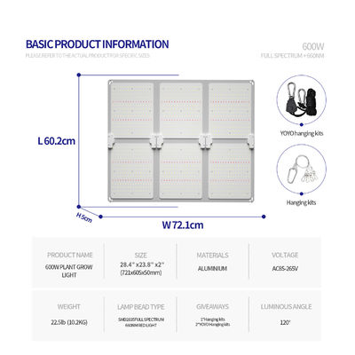 LED 패널 3x3 성장 빛 식물 램프 빛 600w
